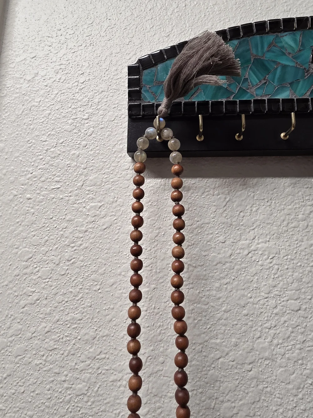 Wood & Labradorite Lotus Mala